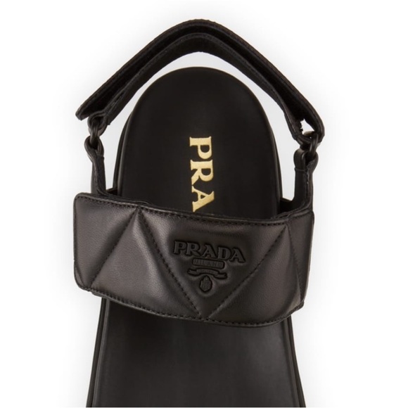 Prada Padded Quilted Leather Sport Black Sandals | Size 39 - Picture 10 of 15